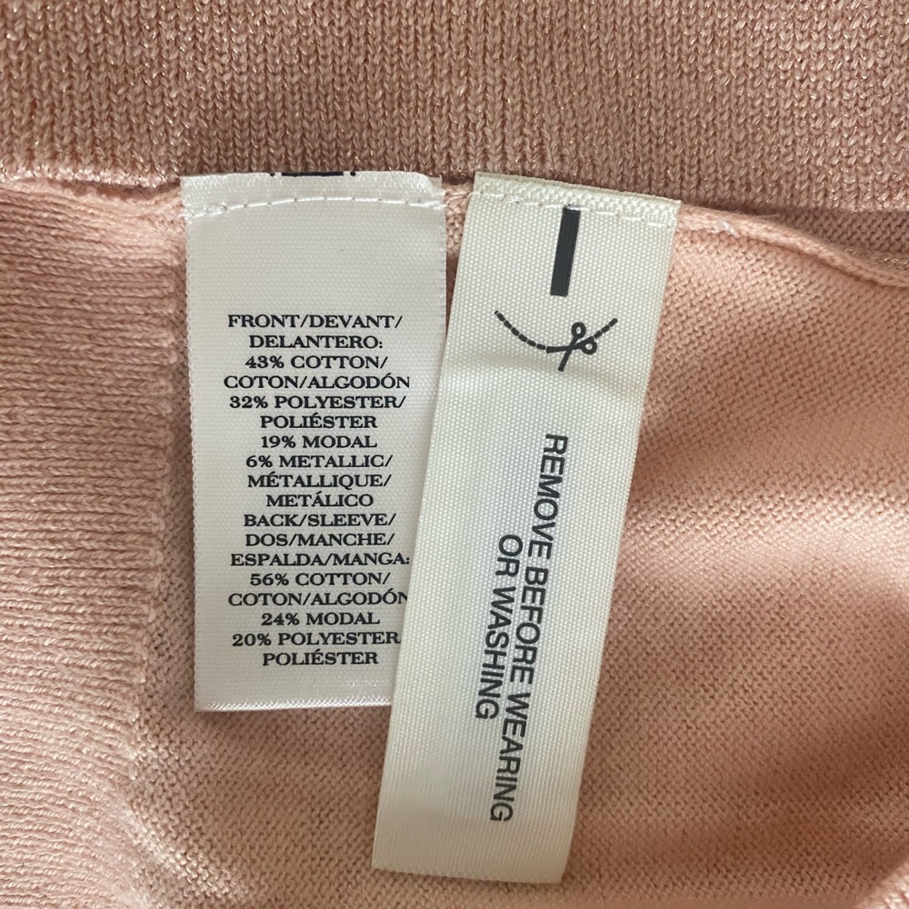 Small Ann Taylor light salmon pink cardigan w shimmer front NWT - Picture 4 of 7